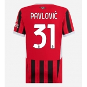 Billige AC Milan Strahinja Pavlovic #31 Hjemmebanetrøje Dame 2024-25 Kort ærmer