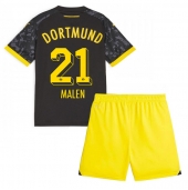 Billige Borussia Dortmund Donyell Malen #21 Udebanetrøje Børn 2023-24 Kort ærmer (+ bukser)