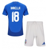 Billige Italien Nicolo Barella #18 Hjemmebanetrøje Børn EM 2024 Kort ærmer (+ bukser)