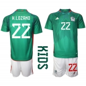 Billige Mexico Hirving Lozano #22 Hjemmebanetrøje Børn VM 2022 Kort ærmer (+ bukser)