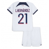 Billige Paris Saint-Germain Lucas Hernandez #21 Udebanetrøje Børn 2023-24 Kort ærmer (+ bukser)