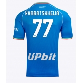 Billige SSC Napoli Khvicha Kvaratskhelia #77 Hjemmebanetrøje 2023-24 Kort ærmer