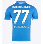 Billige SSC Napoli Khvicha Kvaratskhelia #77 Hjemmebanetrøje 2024-25 Kort ærmer